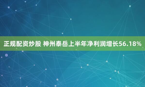 正规配资炒股 神州泰岳上半年净利润增长56.18%